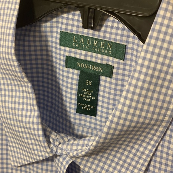 Lauren Ralph Lauren, Light Blue Gingham Sleeveless Button Down Top, Size 2X - Picture 2 of 4